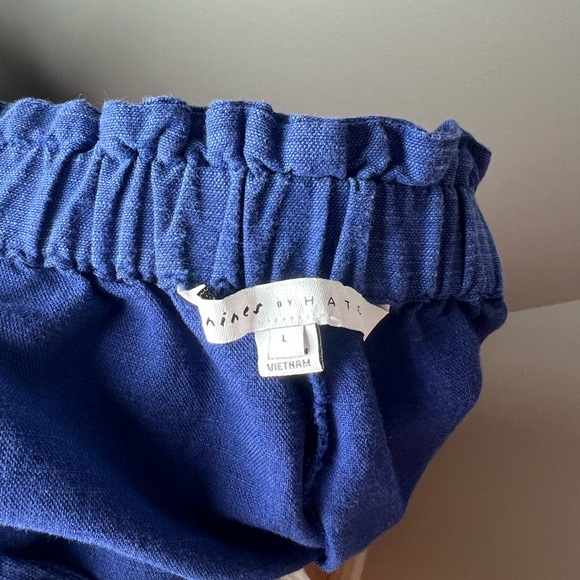 The Nines By Hatch Maternity Blue Textured Ankle Pants Stretch Cotton Size L - Picture 3 of 4